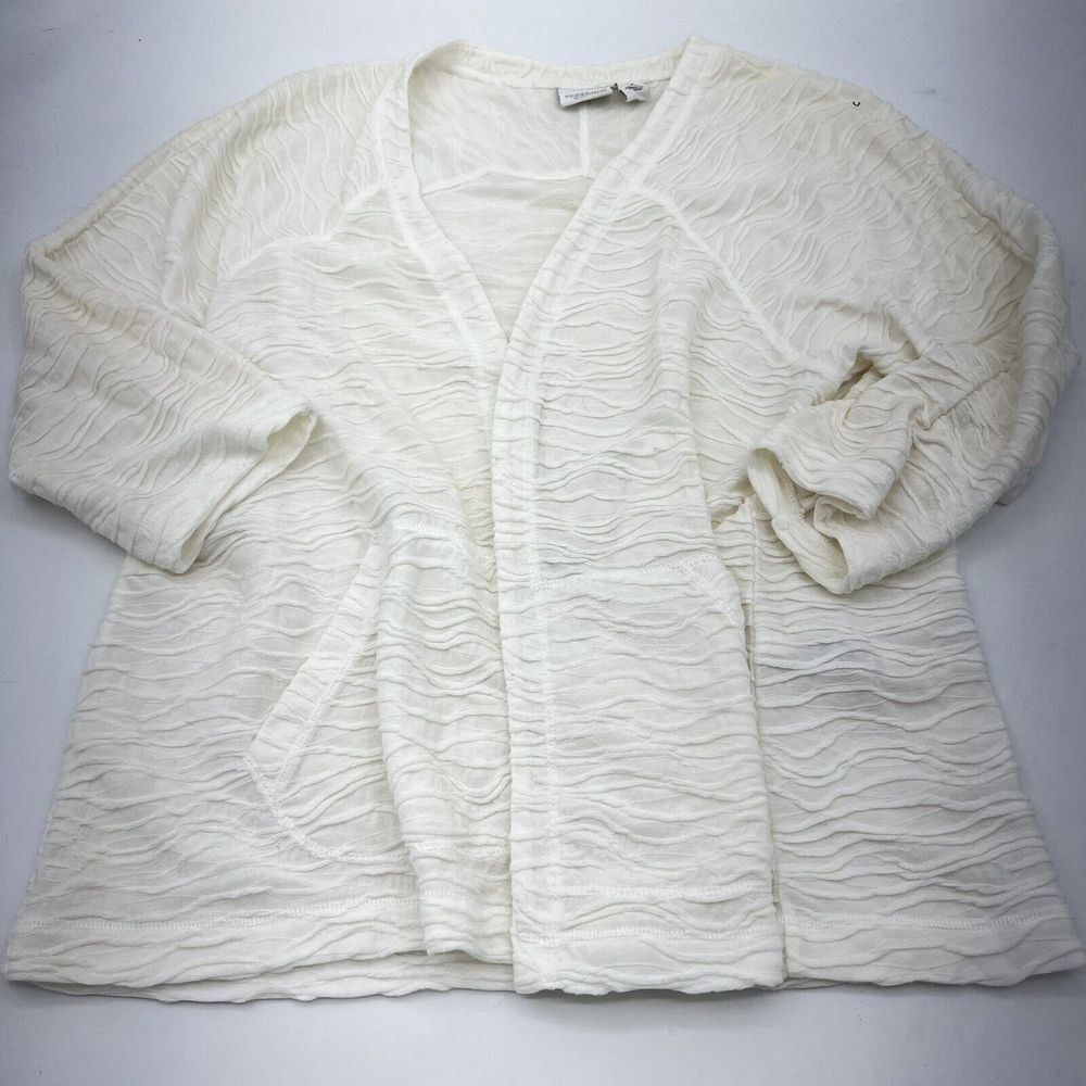 Chicos Off White Textured Open Cardigan Size 2 (L)
